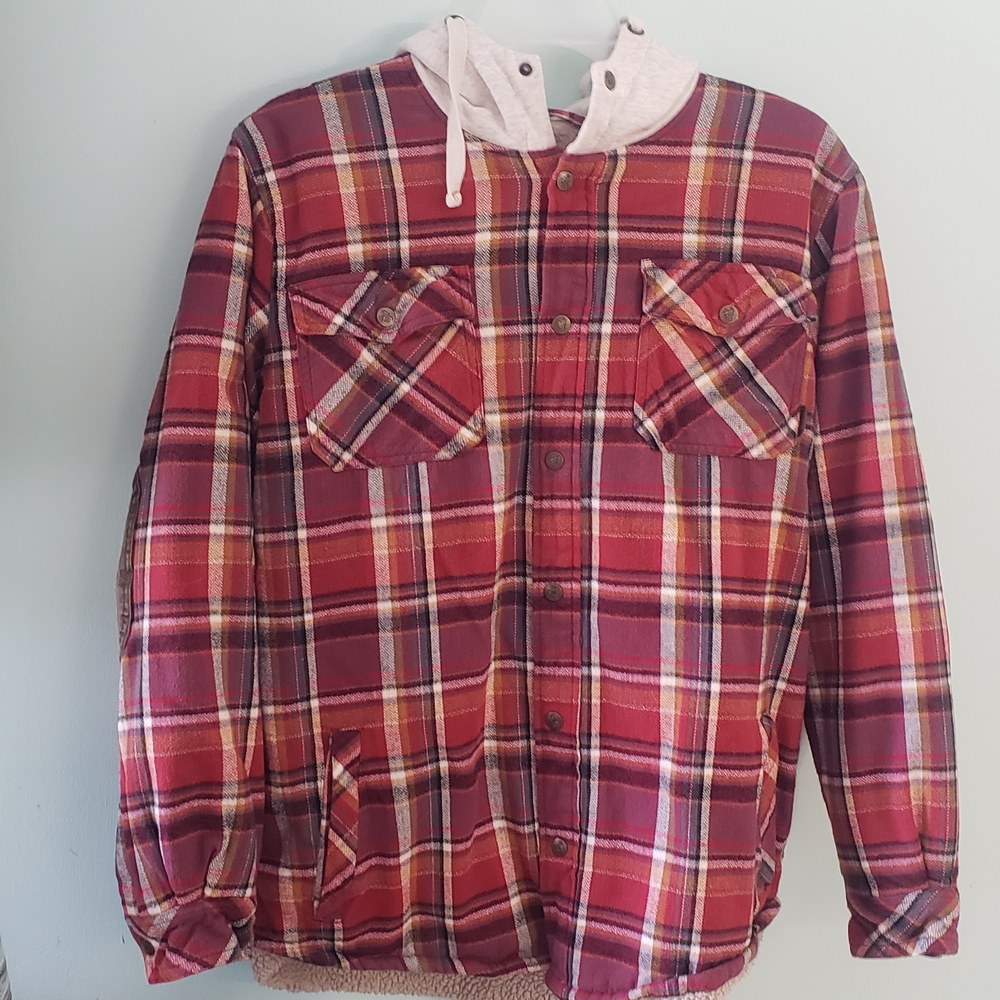 Legendary Whitetails Red Plaid Shacket Hunting Working Outdoors Warm Hood